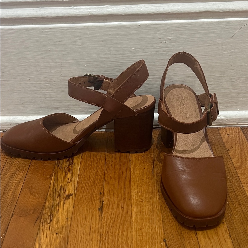 Madewell Lugsole Tan Block Heel Shoes